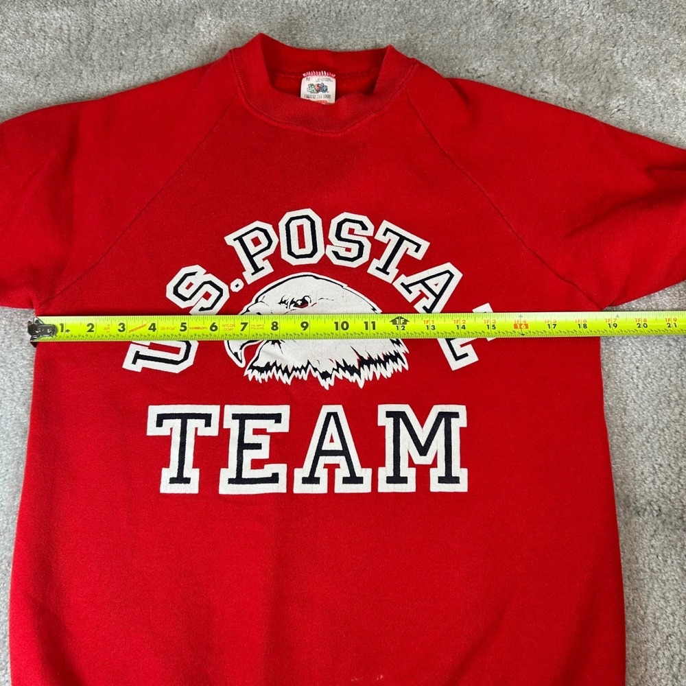Vintage 80s Fruit of the Loom Sweatshirt Men Medium Red US Postal Team Eagle USA - Picture 10 of 14
